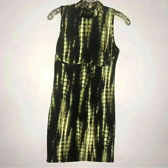 Forever 21 Neon Green w/Black Stretchy Mini Dress, Size S in Like New Condition - Picture 1 of 4